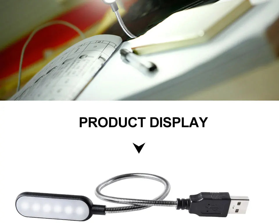 HOMEFISH 1PC Mini USB LED Light Book Light Flexible Reading Lamp Portable Night Light For Power Bank Laptop Notebook PC Computer